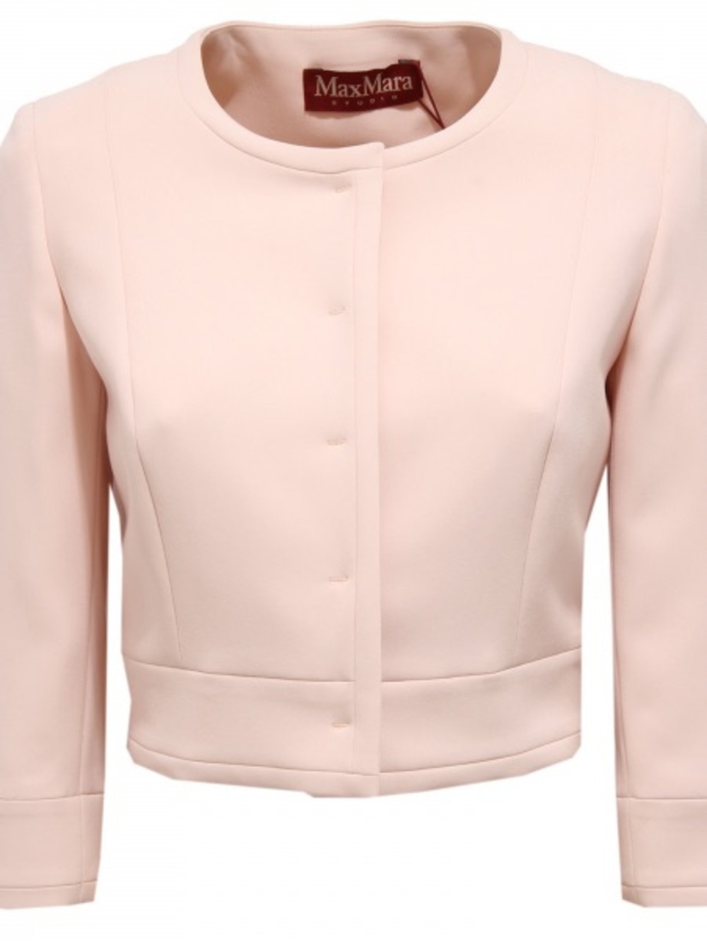 MaxMara Pale Pink Collarless Cropped Jacket sz IT42 (US 4-6)